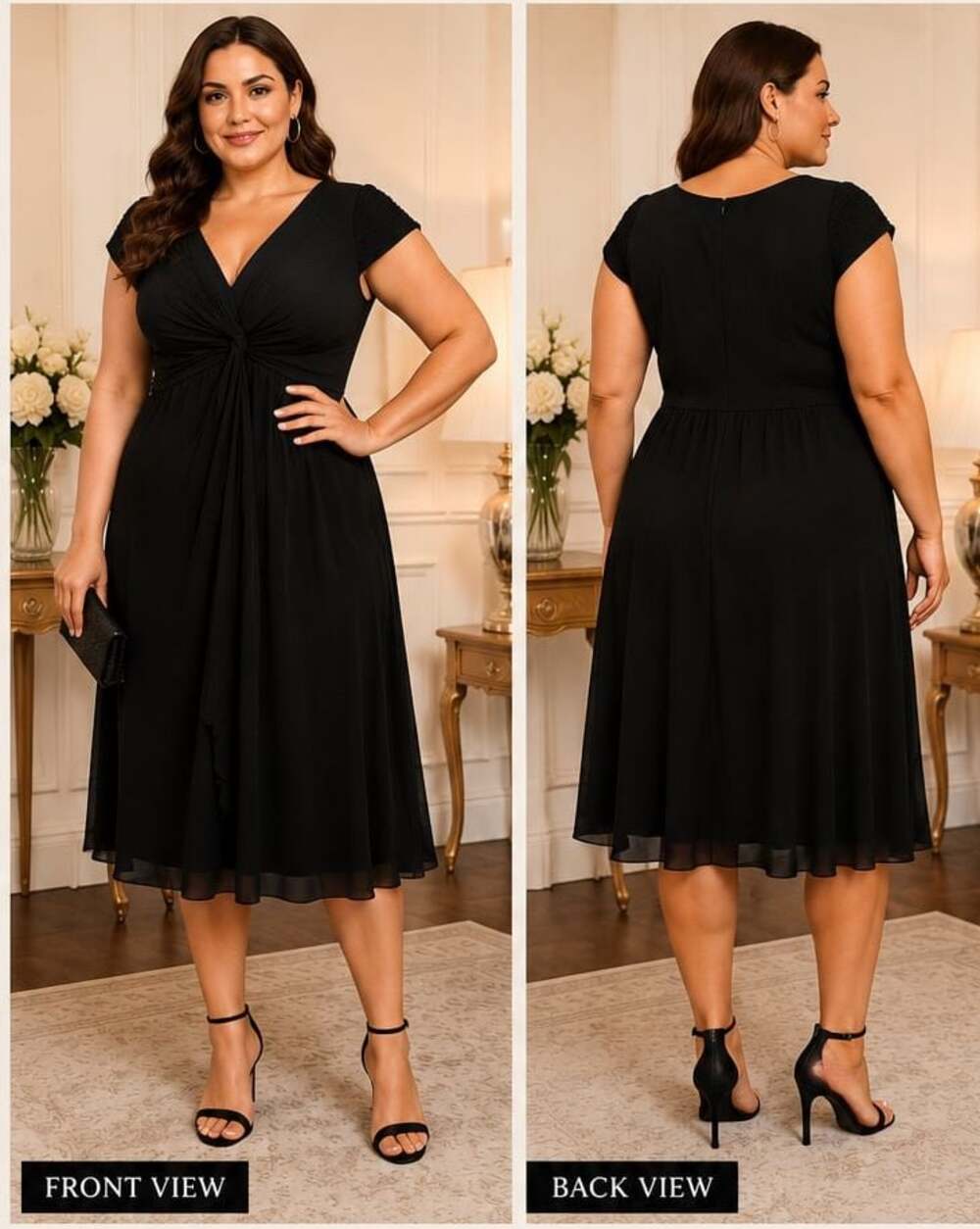 Signature by Sangria Black Knot Front Cocktail Dress Size 16